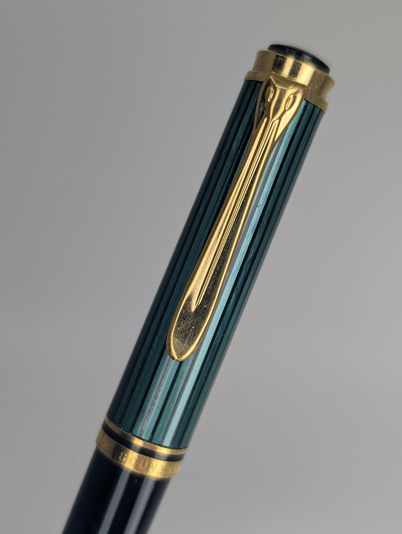 *Consignment* Pelikan K600 Striped Green Ballpoint Pen