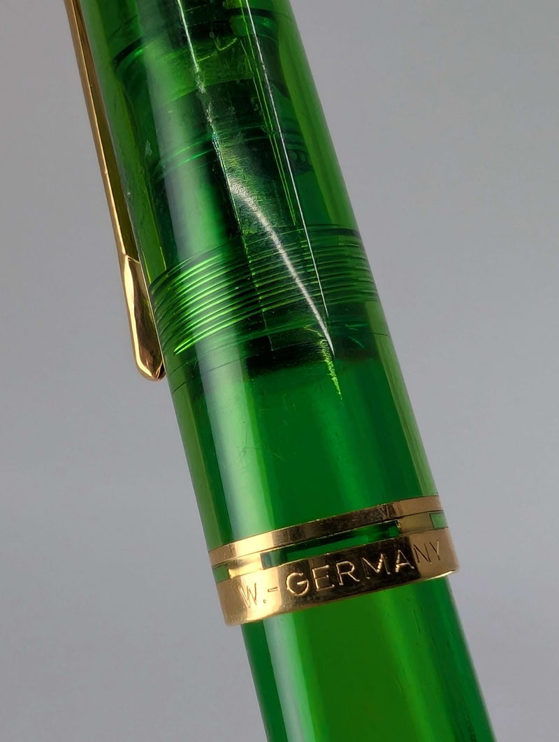 *Consignment* Pelikan M200 Green Demonstrator W. Germany Fountain Pen Steel Medium Nib