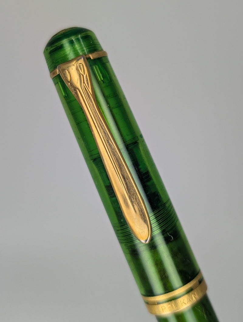 *Consignment* Vintage Pelikan M200 W. Germany Green Demonstrator Fountain Pen Steel Fine Nib