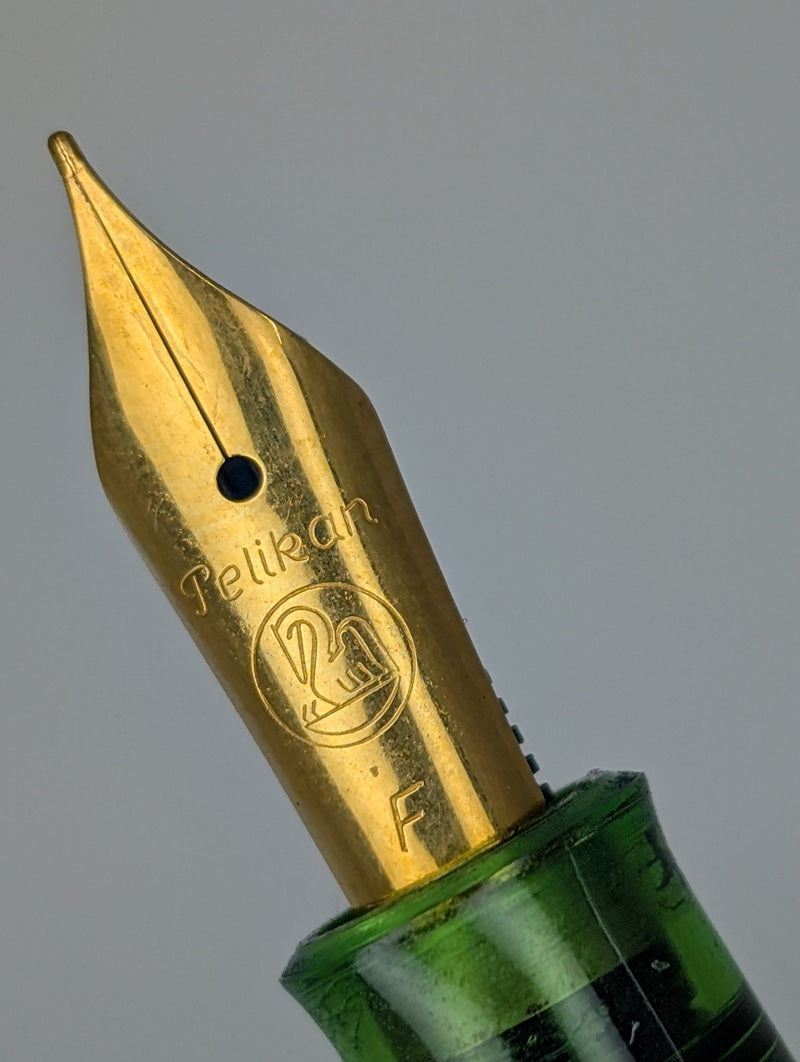 *Consignment* Vintage Pelikan M200 W. Germany Green Demonstrator Fountain Pen Steel Fine Nib