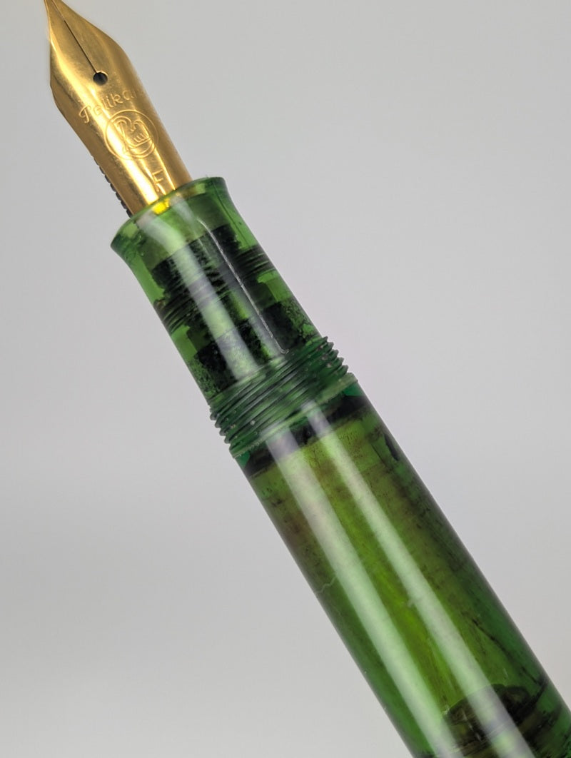 *Consignment* Vintage Pelikan M200 W. Germany Green Demonstrator Fountain Pen Steel Fine Nib