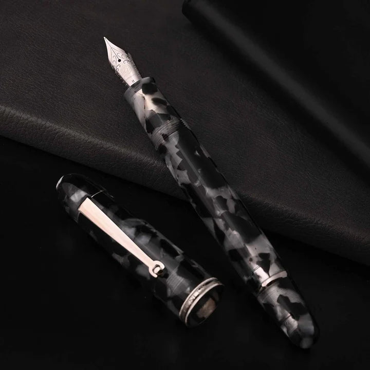 Penlux Masterpiece Grande Koi Black & White Fountain Pen Stub 1.1 Nib