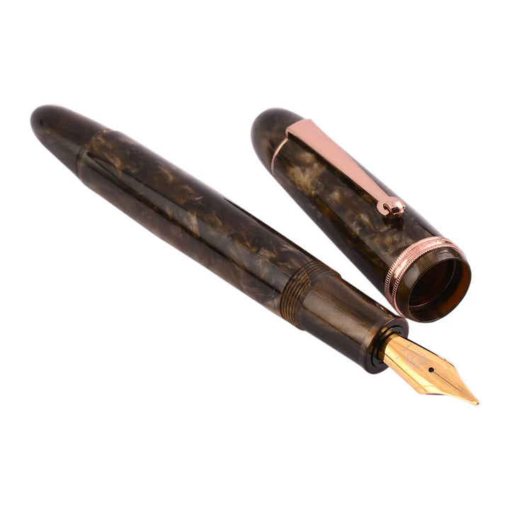 Penlux Masterpiece Grande "Brown Wave" Fountain Pen Medium Nib