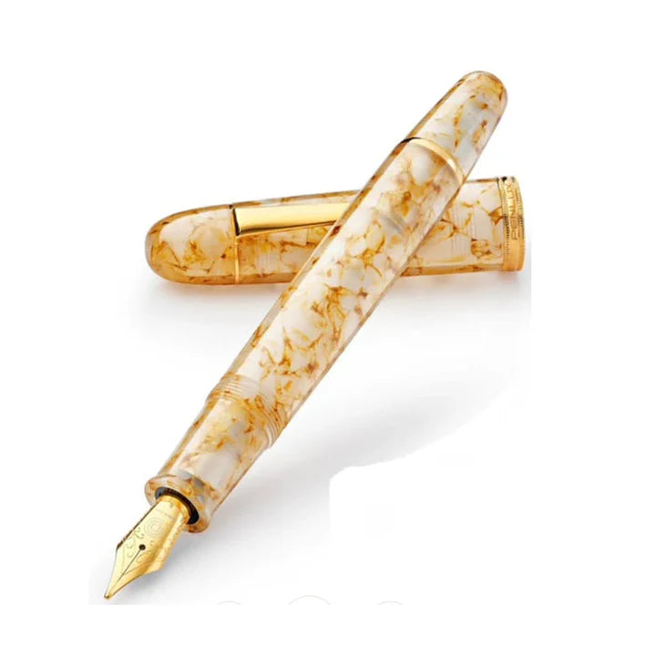 Penlux Masterpiece Grande "Golden Crystal" Fountain Pen Stub 1.1 Nib