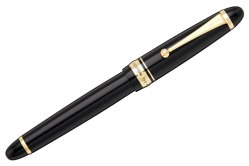 Pilot Custom 743 Black Fountain Pen 14k Gold Soft Fine Medium Nib
