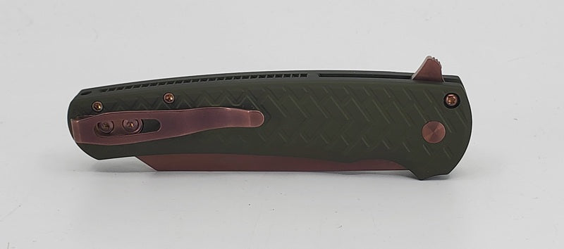Protech Malibu Green Tread Handle w/ Copper Rose PVD Magnacut Blade Blade Show West 2026 Exclusive #Prototype