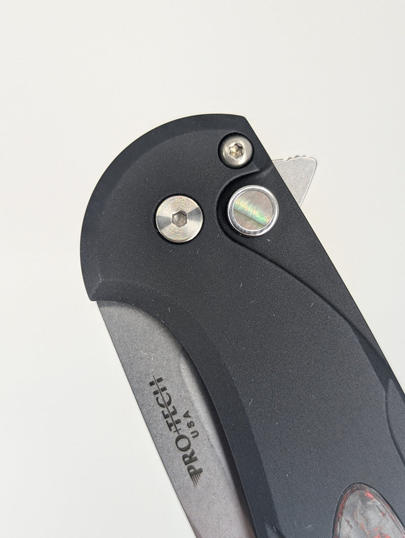 Protech Cambria 2 TechnoCarbo Red / Pearl Buttonlock Folding Knife