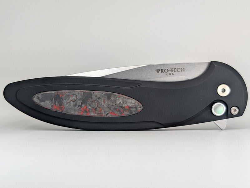 Protech Cambria 2 TechnoCarbo Red / Pearl Buttonlock Folding Knife