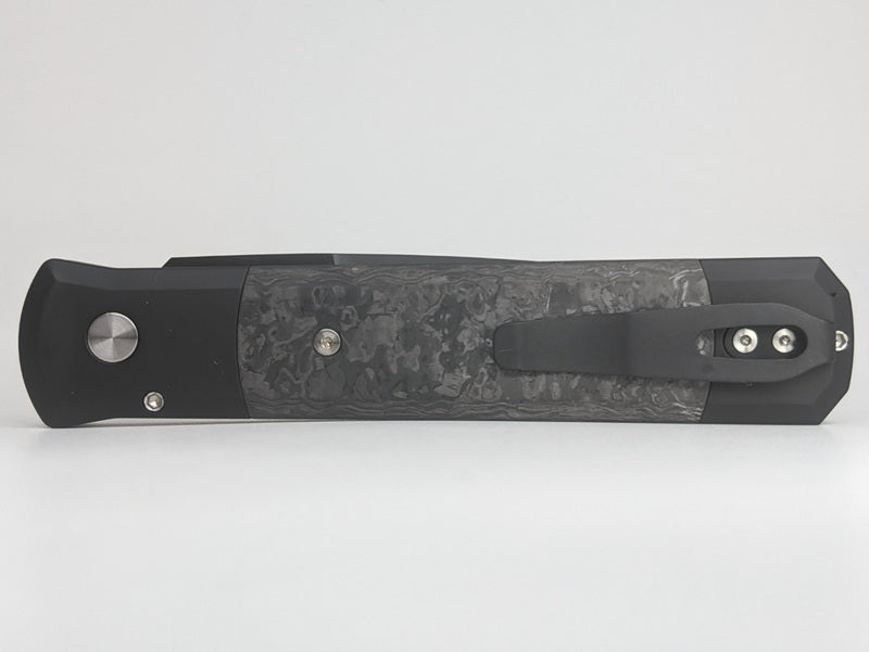 Protech Godfather Black Aluminum TechnoCarbo CF Inlay DLC 154-CM Auto Folding Knife
