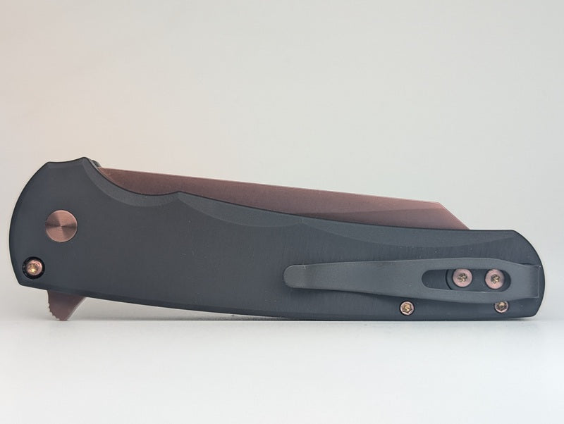Protech Malibu Black Copper Rose PVD Magnacut Reverse Tanto Button Lock Folding Knife