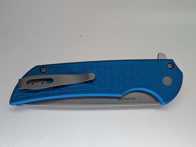 Protech Mordax Blue Gridlock Buttonlock Folding Knife