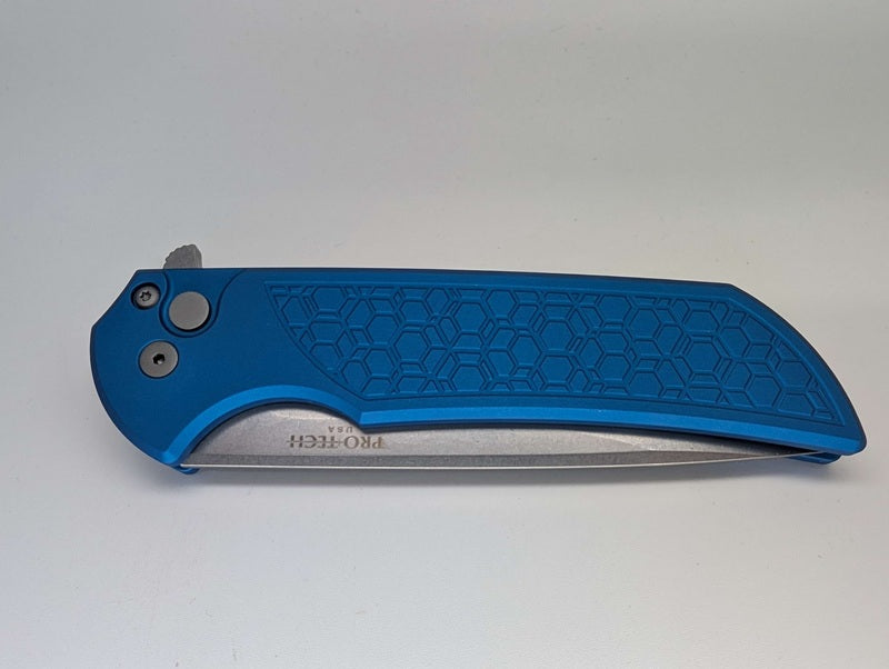 Protech Mordax Blue Gridlock Buttonlock Folding Knife