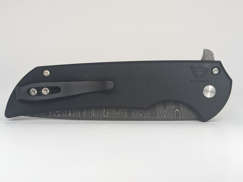 Protech Mordax USA 250th Vegas Forge Ladder Damascus Button Lock Folding Knife