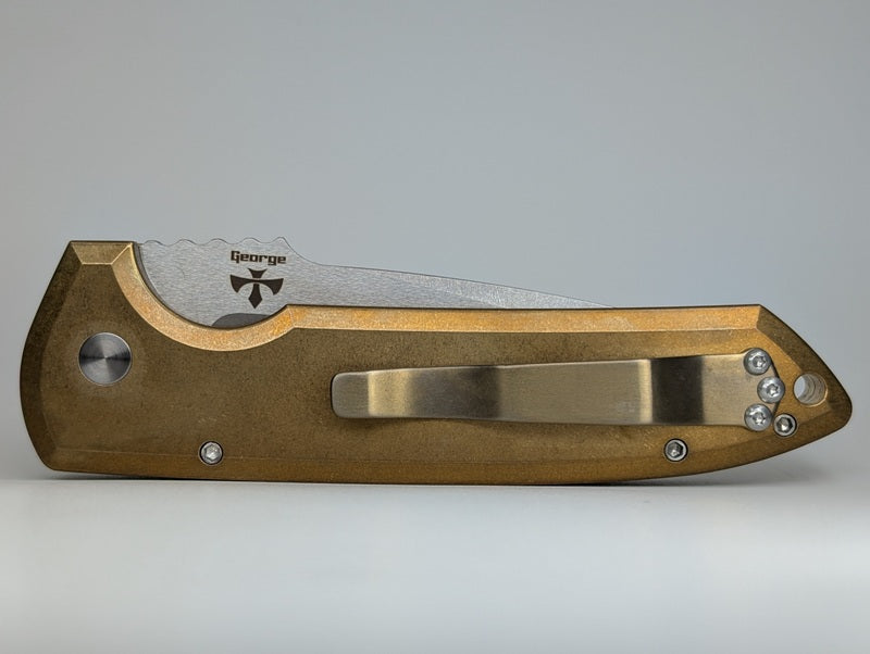 Protech Rockeye Custom ALBronze Handle Stonewash Blade Auto Folding Knife