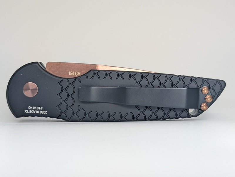 Protech Tactical Response 3 Fish Scale Black Copper Rose PVD CPM-154 Auto Folding Knife