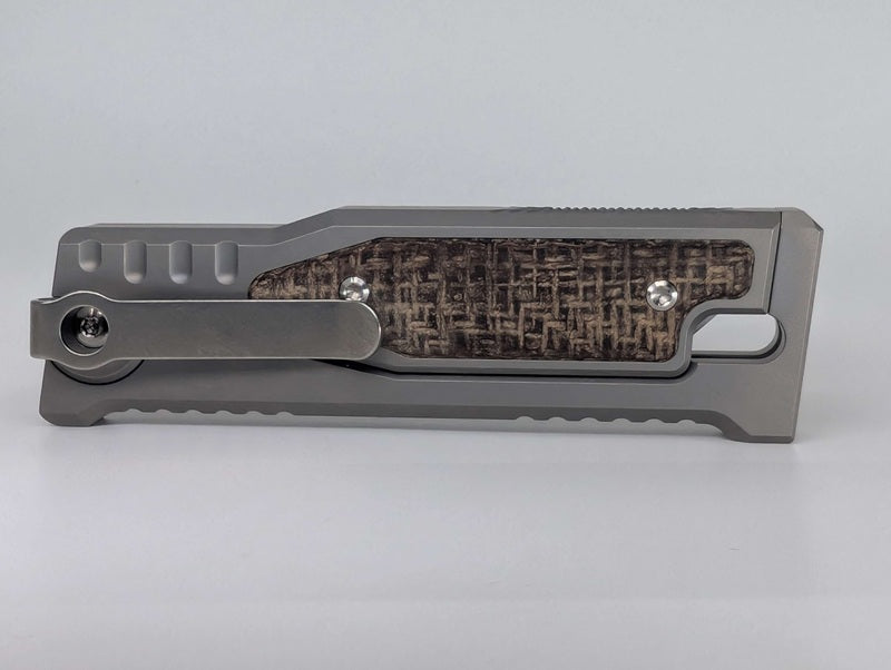 Reate EXO-Mini Burlap Micarta Stonewash Tanto Gravity Knife