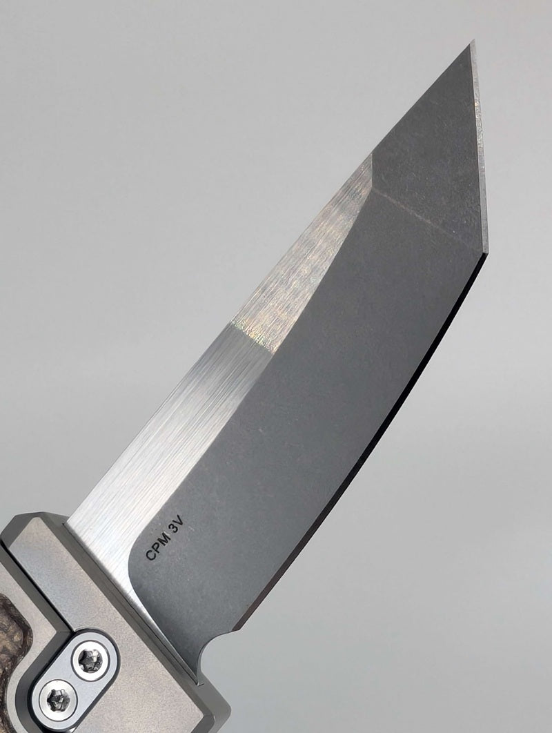 Reate EXO-Mini Burlap Micarta Stonewash Tanto Gravity Knife
