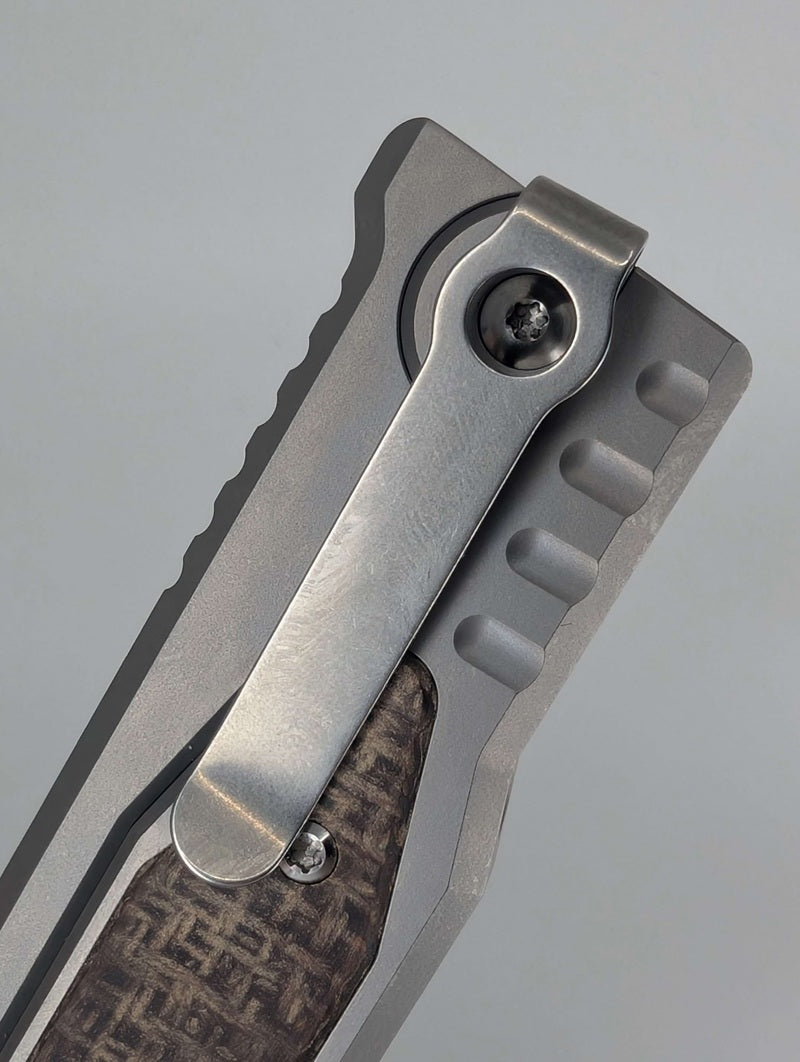 Reate EXO-Mini Burlap Micarta Stonewash Tanto Gravity Knife