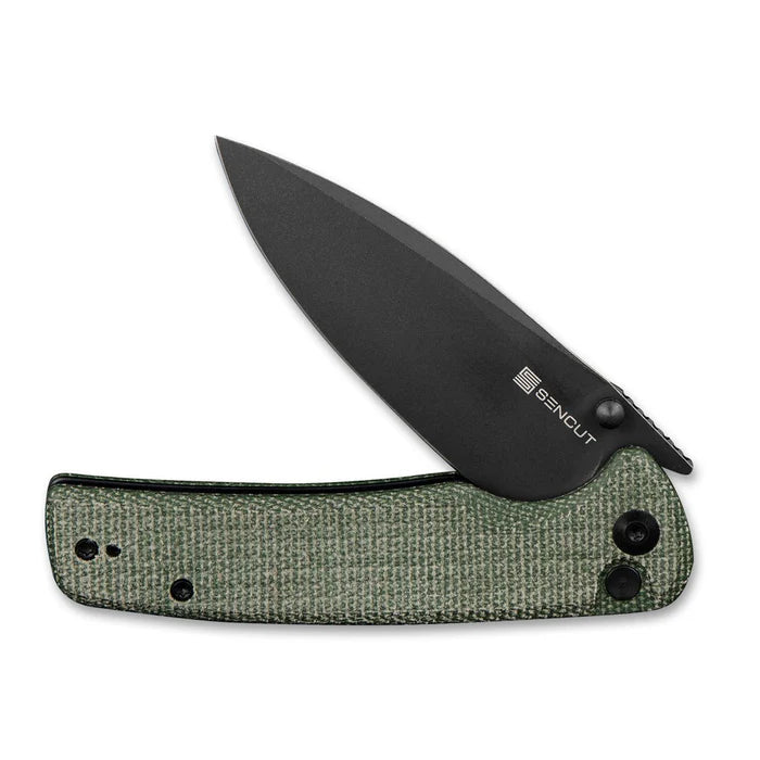 Sencut Sachse Green Micarta Handle Black Stonewash Blade Folding Knife