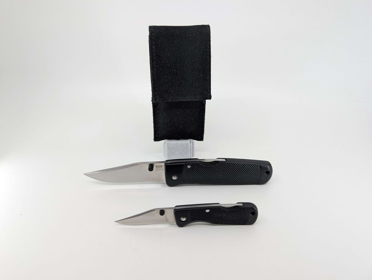 *Consignment* SOG Knives S16 Air Thumb Stud Folder 3" Blade and SOG 2" Lockback Knife Set