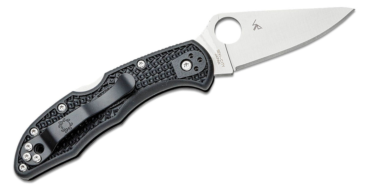 Spyderco Delica 4 Black Flat Ground Plainedge