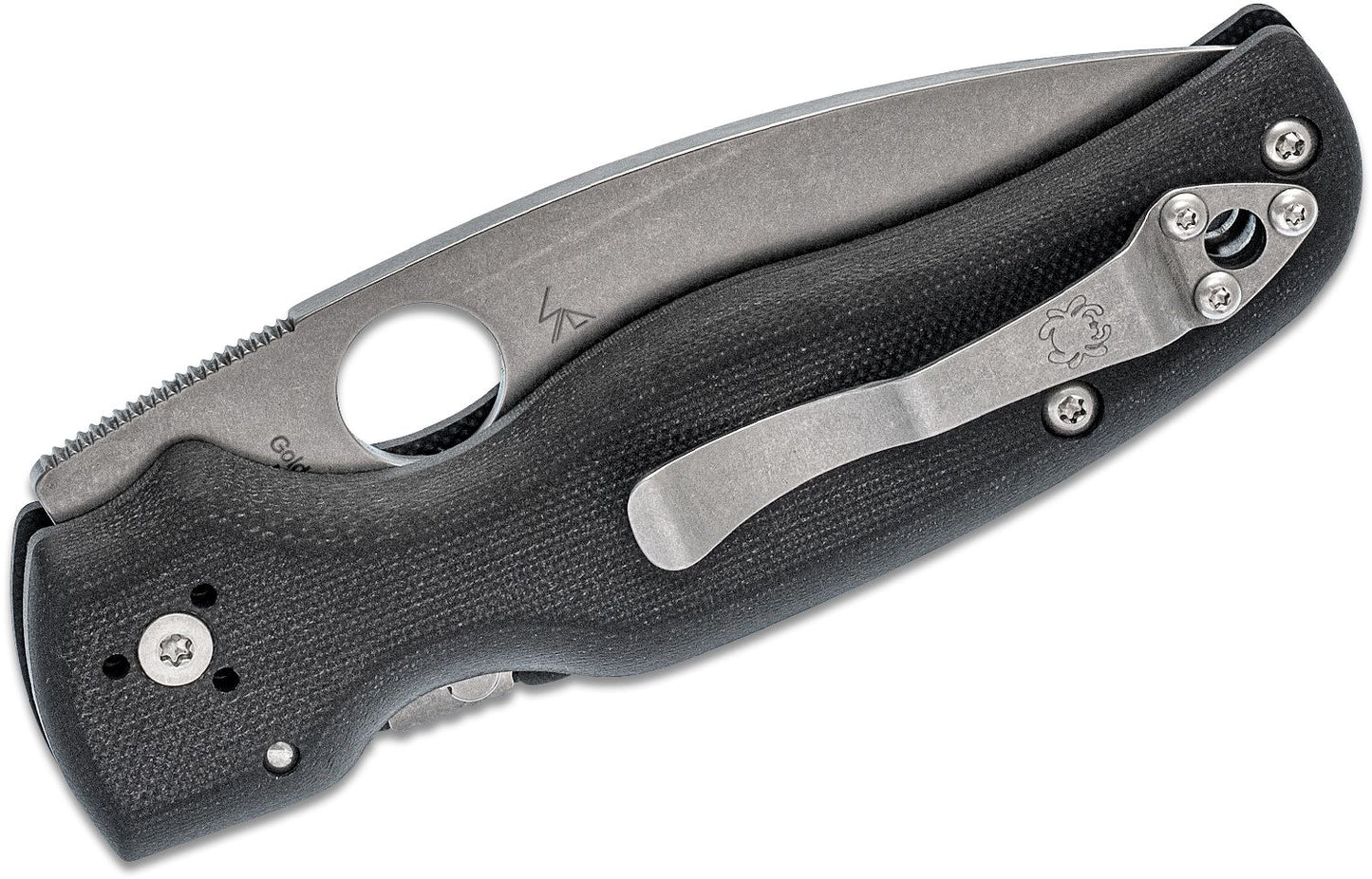 Spyderco Shaman Black G-10 Stonewashed Plainedge Folding Knife