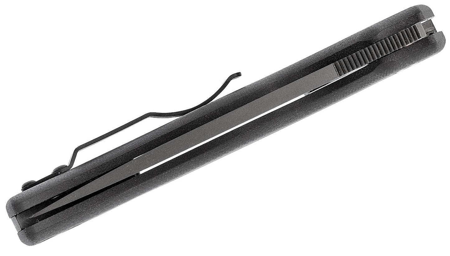 Spyderco Shaman Black Handle Serrated Stonewashed BackLinerlock Black Blade Folding Knife