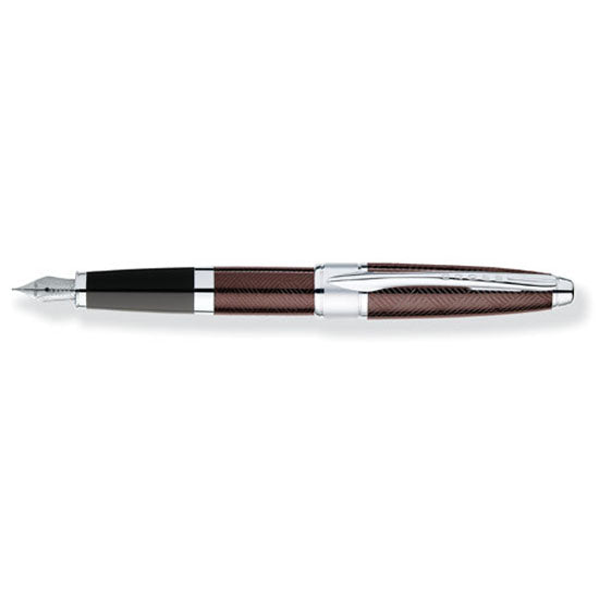 AT Cross Apogee Sable Herringbone Fountain Pen 18k Gold Fine