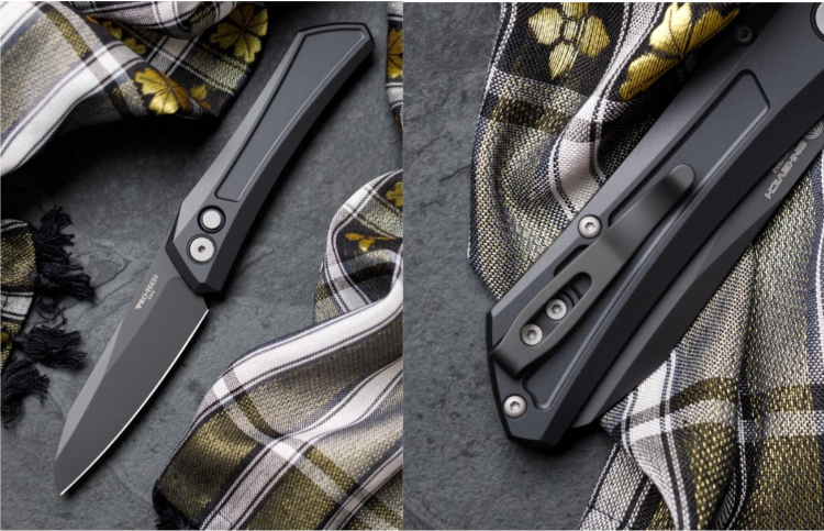 Protech Oligarch Black Handle DLC Blade Auto Folding Knife