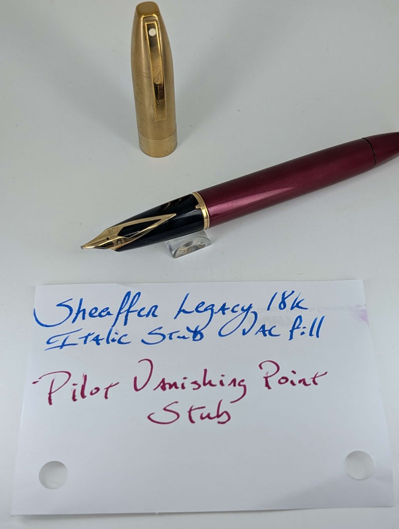 *Consignment* Sheaffer Legacy Burgundy Fountain Pen 18k Gold Stub Nib