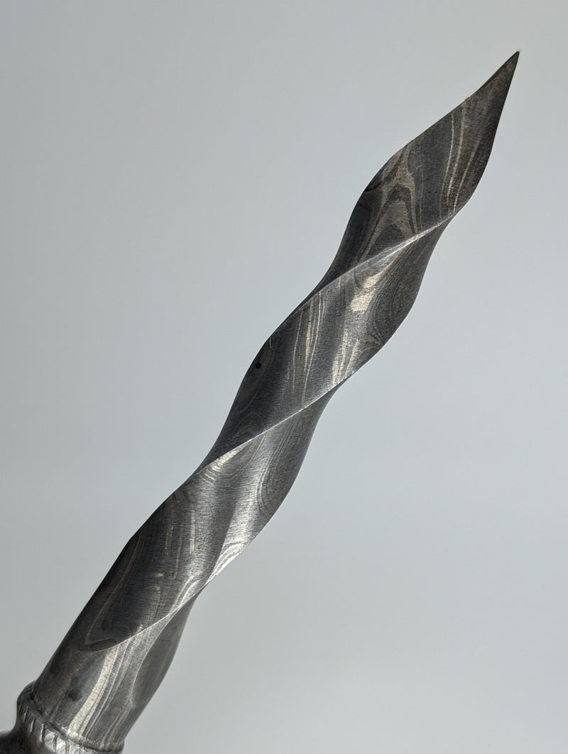 *Consignment* Custom Small Damascus Spiral Blade Dagger w/ Leather Sheath