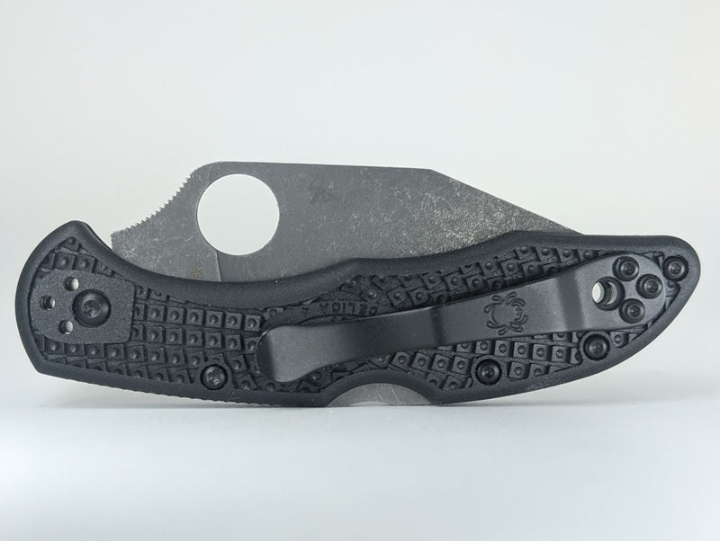 *Consignment* Spyderco Delica 4 Black Knives Plus Moded Folding Knife