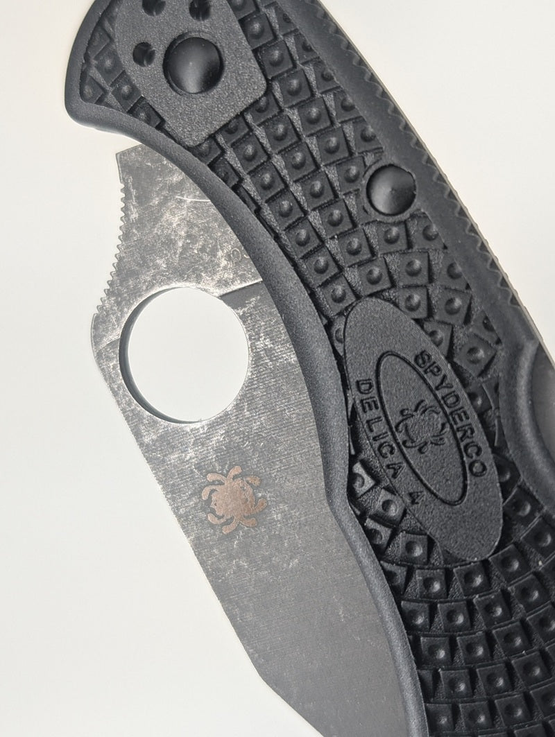 *Consignment* Spyderco Delica 4 Black Knives Plus Moded Folding Knife