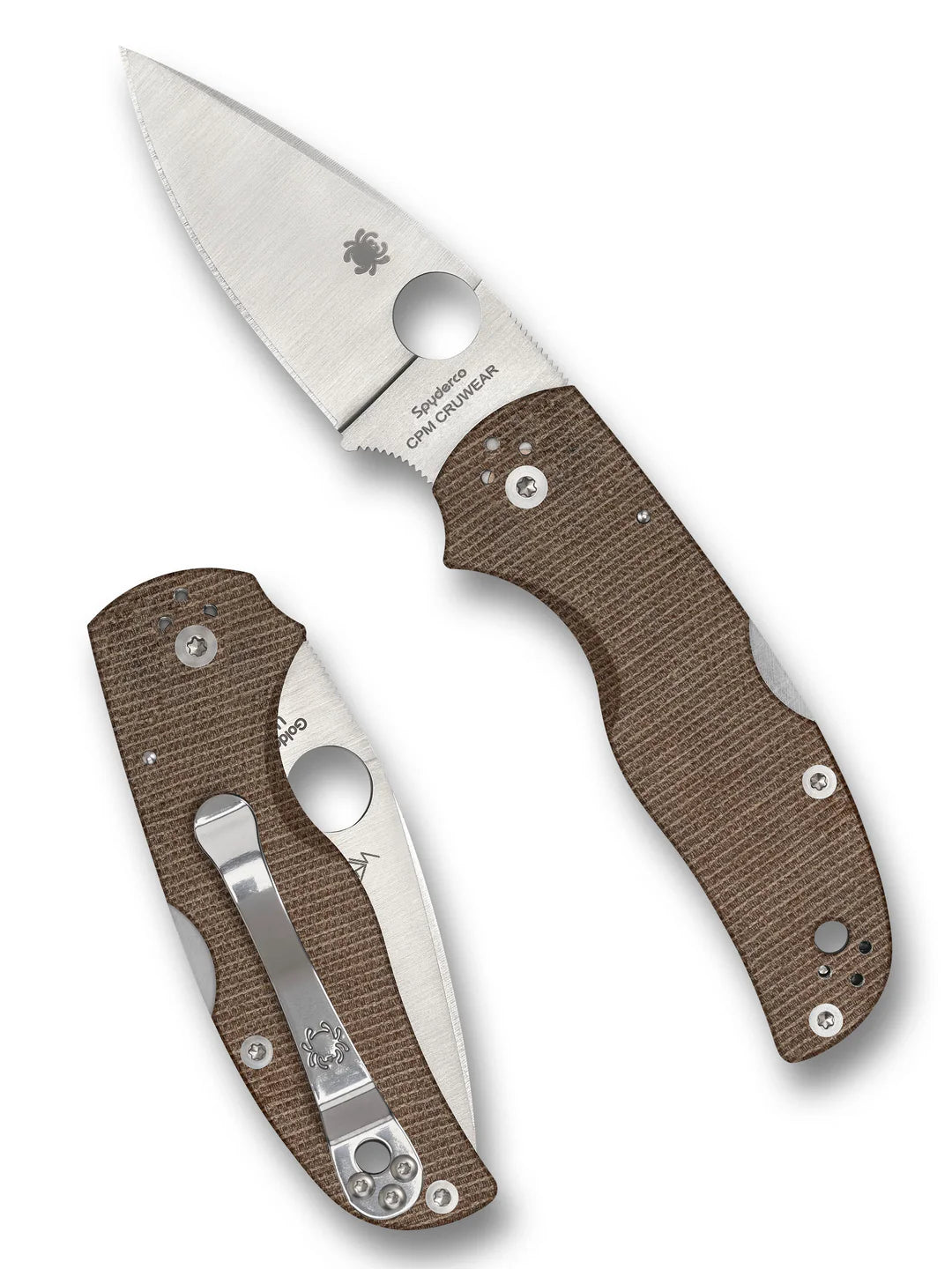 Spyderco Native 5 Brown Natural Canvas Micarta Cruwear Back Lock Folding Knife