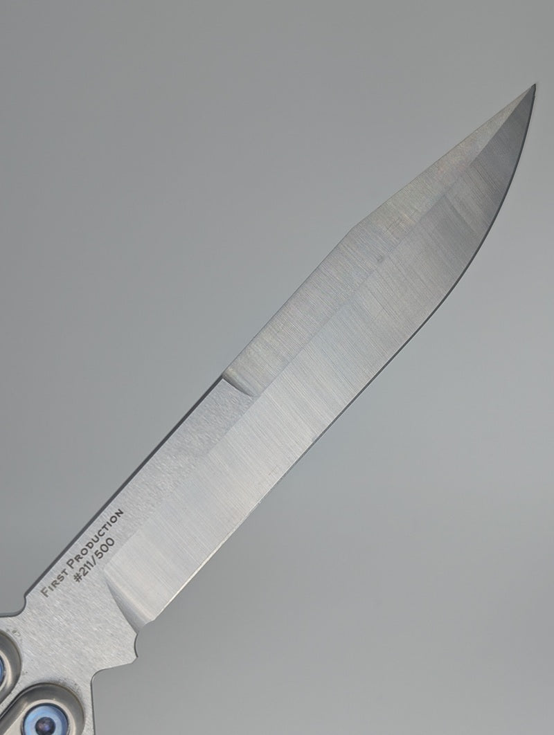 *Consignment* Squid Industries Ti-Kraken Satin Weehawk Blue Hardware Live Blade Balisong
