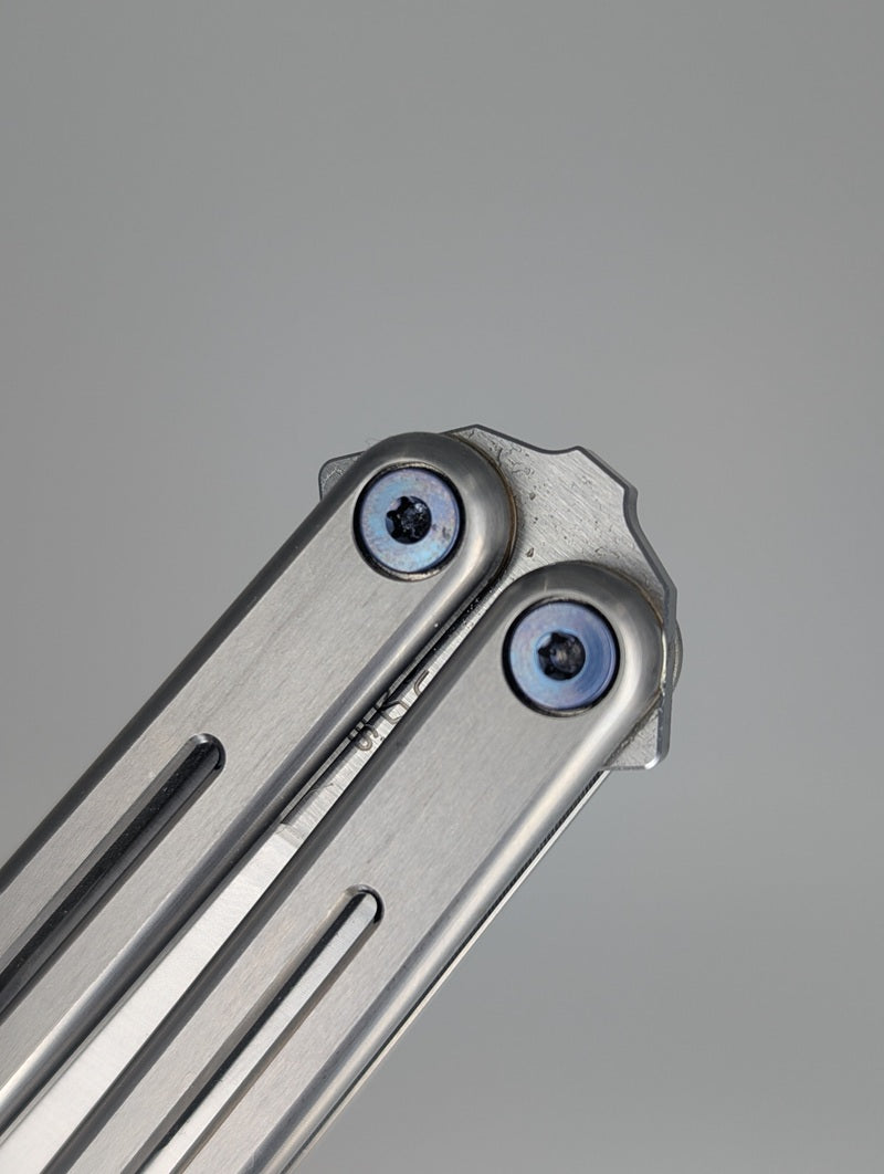*Consignment* Squid Industries Ti-Kraken Satin Weehawk Blue Hardware Live Blade Balisong