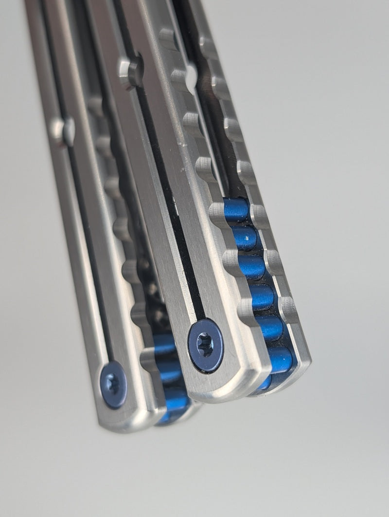 *Consignment* Squid Industries Ti-Kraken Satin Weehawk Blue Hardware Live Blade Balisong