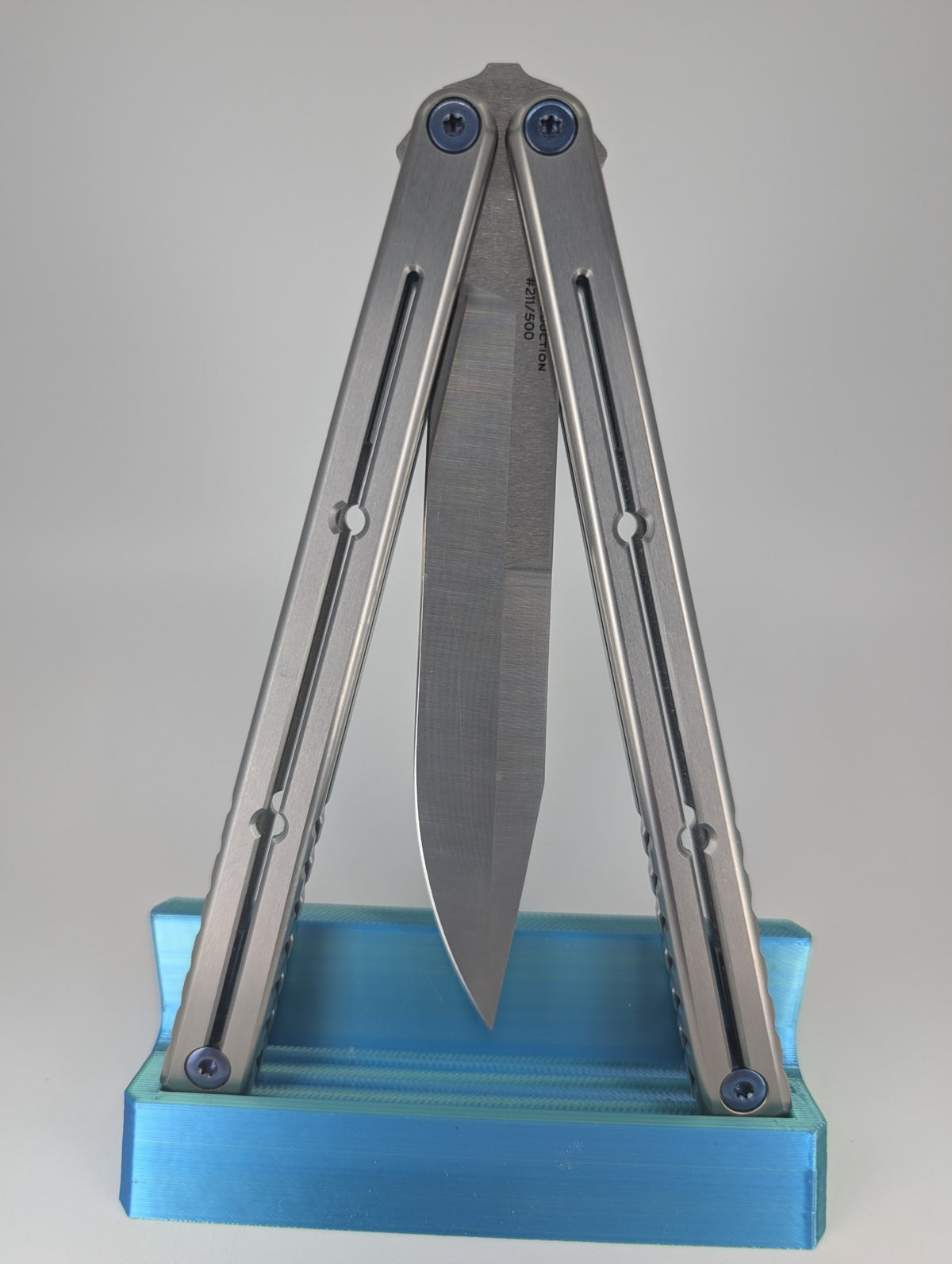 *Consignment* Squid Industries Ti-Kraken Satin Weehawk Blue Hardware Live Blade Balisong
