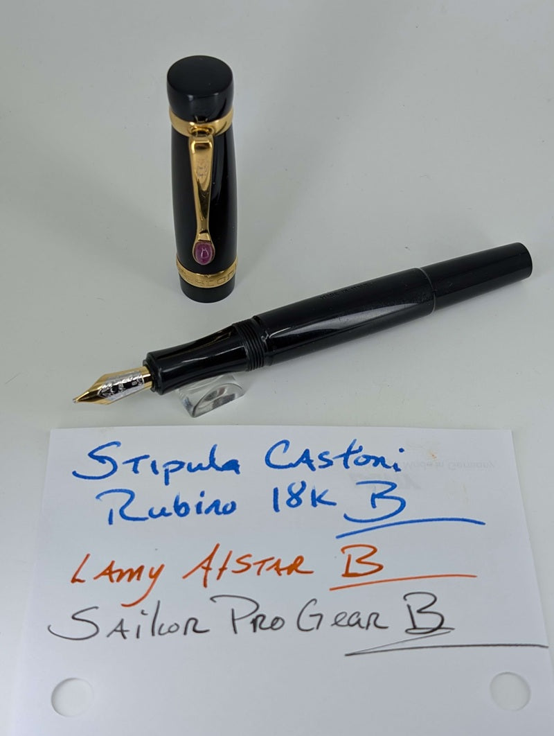 *Consignment* Stipula "I Castoni" Rubino Fountain Pen 18k Gold Broad Nib