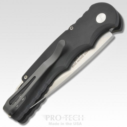 Protech Tactical Response 5 Black Handle Stonewash Blade Auto Folding Knife