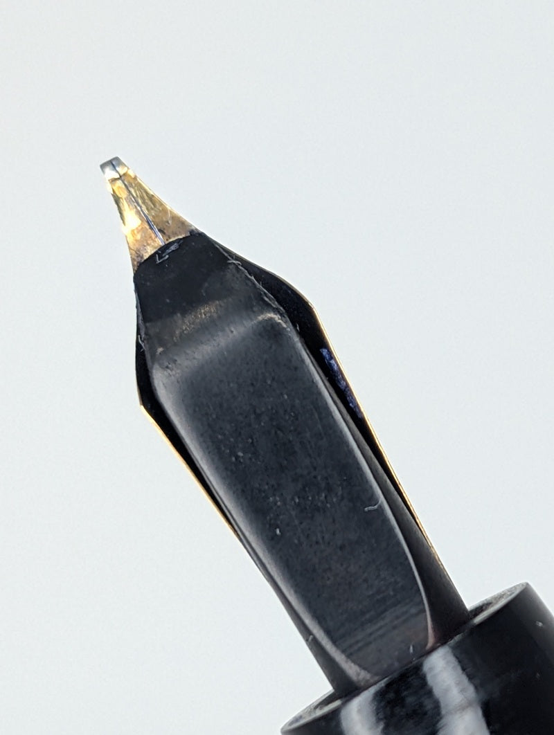 Vintage The "Unique" Pen 1940's Fountain Pen 14k Gold Medium Cursive w/ Italic Grind Nib