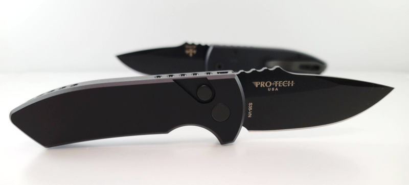 Protech Left Hand Rockeye Smooth Handle Black Blade Auto Folder