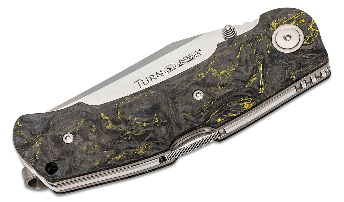 Viper Turn Yellow Dark Matter Carbon Fiber Backlock Folding Knife