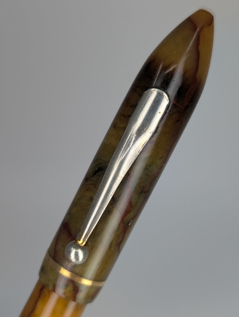 Vintage Unknown Brand Fountain Pen Celluloid 14k Gold Fine Nib