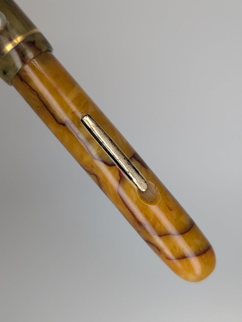 Vintage Unknown Brand Fountain Pen Celluloid 14k Gold Fine Nib
