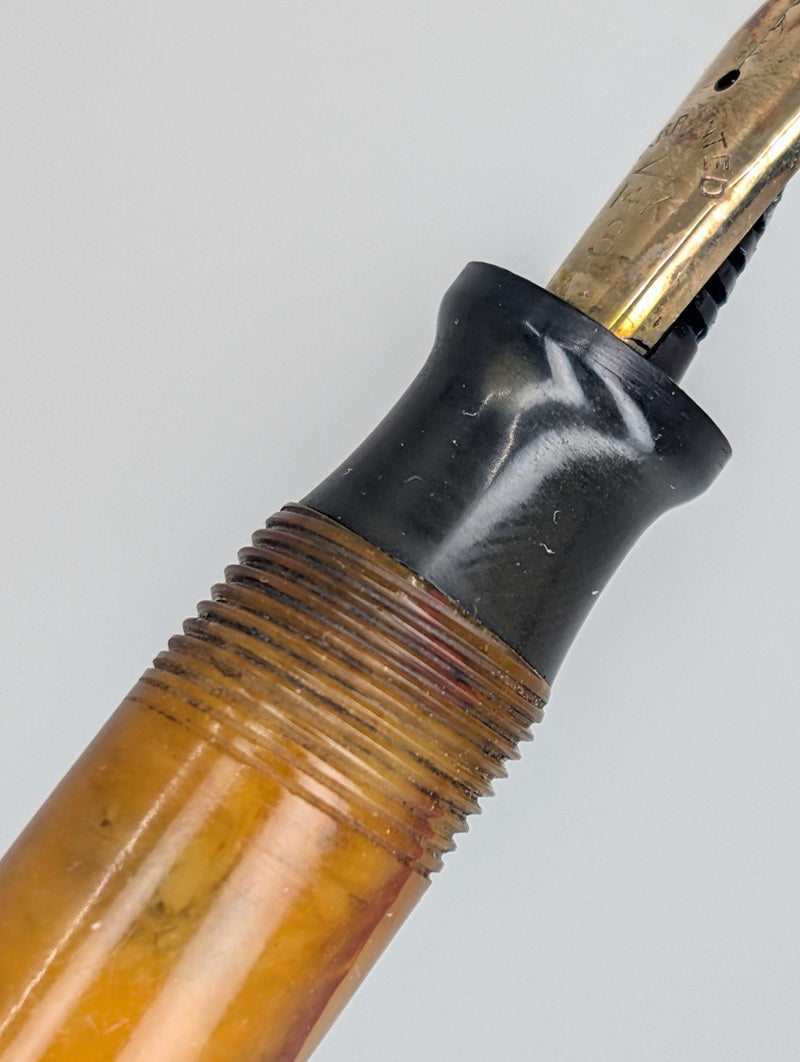 Vintage Unknown Brand Fountain Pen Celluloid 14k Gold Fine Nib