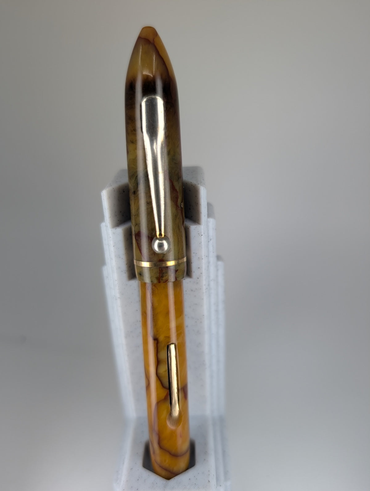 Vintage Unknown Brand Fountain Pen Celluloid 14k Gold Fine Nib
