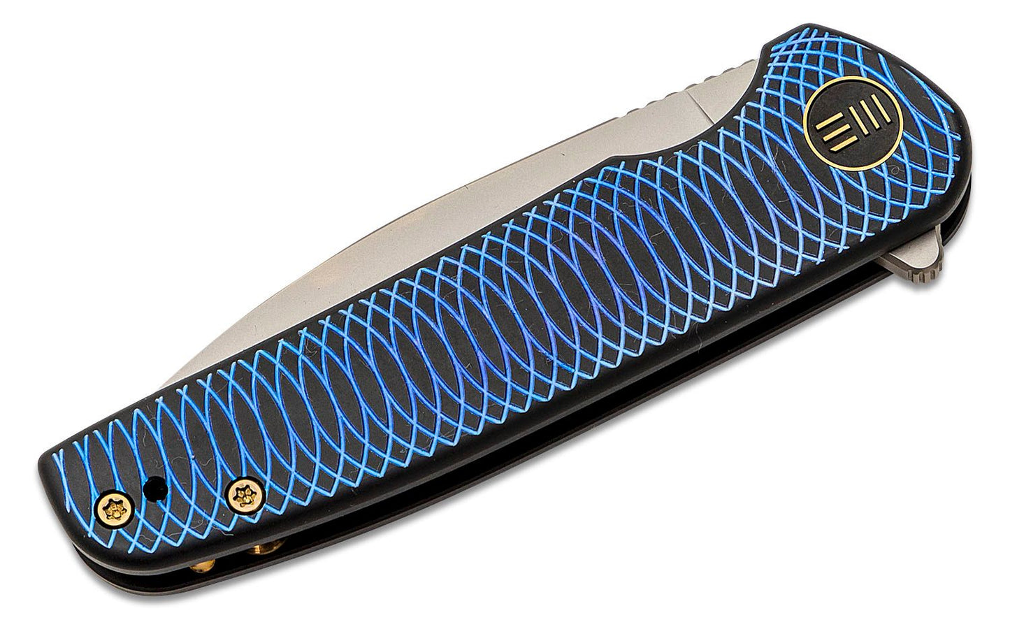 WE KNIFE Shakan Blue Satin Polish Titanium Handle Limited Edition Folding Knife