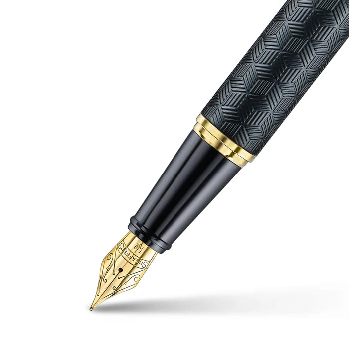 Sheaffer 300 Engraved Matte Black with PVD Gold Trims Fountain Pen