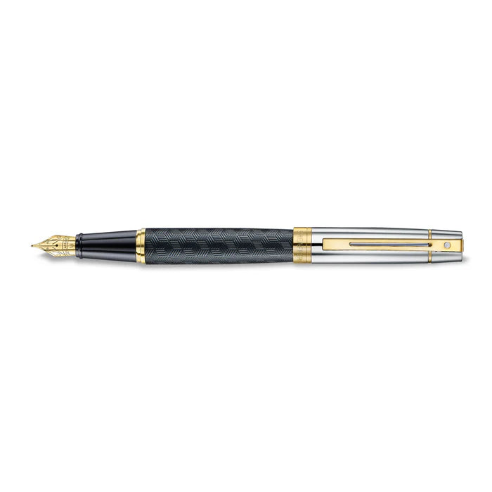 Sheaffer 300 Engraved Matte Black with PVD Gold Trims Fountain Pen